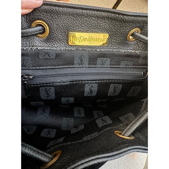 YSL Yves Saint Laurent Black Whipstitch Leather Flap Backpack Designer Luxury - Picture 9 of 10